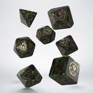 Dice Poly Dragons Botle Green & Gold