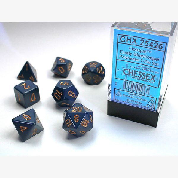 Dice Poly Opaque Dusty Blue/Copper