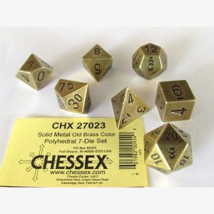 Dice Poly Solid Metal Old Brass