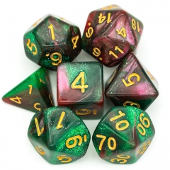 Dice Poly GlitterRose Red&Green