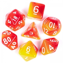 Dice Poly Mixed Transparent Red & Yellow