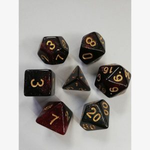 Dice Poly Opaque Red and Black glitter