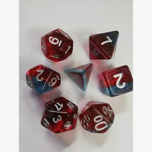 Dice Poly Transparent Red and Blue