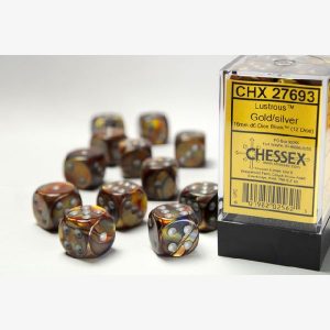 Dice 12xD6 Lustrous Gold/Silver
